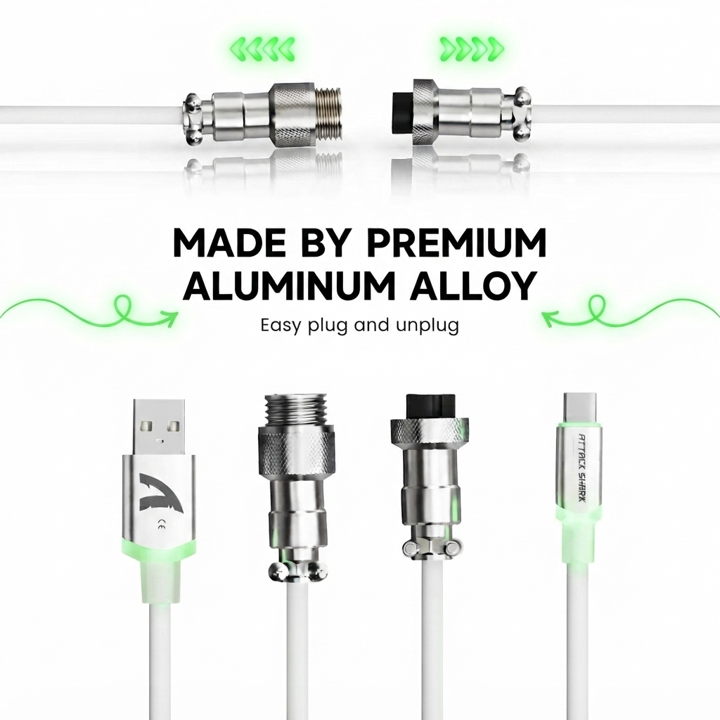 ATTACK SHARK C01 Ultra — Coiled Aviator Mechanical Keyboard Cable