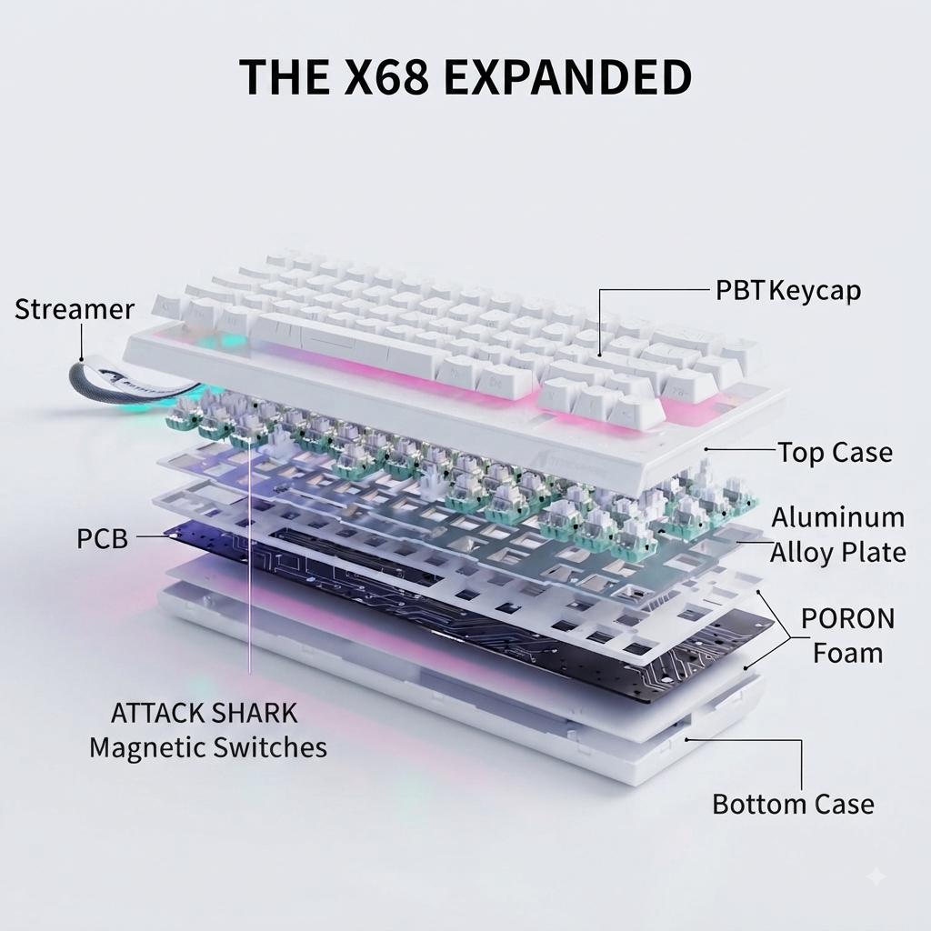 ATTACK SHARK X68 HE — Hall Effect Gaming Keyboard
