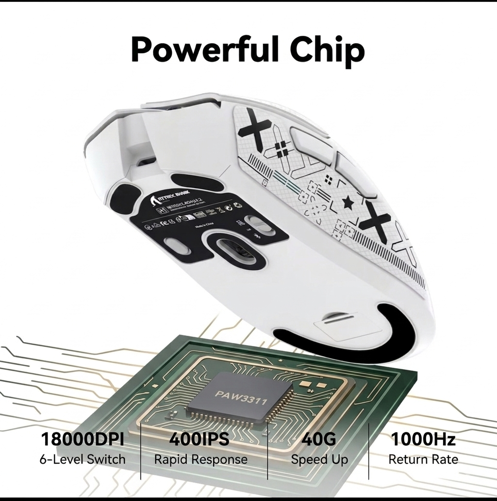 Attack Shark R1 Tri-Mode Lightweight Gaming Mouse