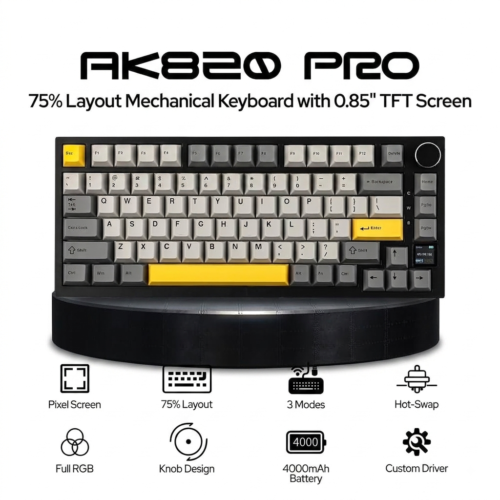 AJAZZ AK820 Pro Wireless Mechanical Gaming Keyboard (black)