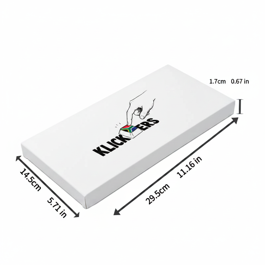 Klickers White Box with Logo and Measurements
